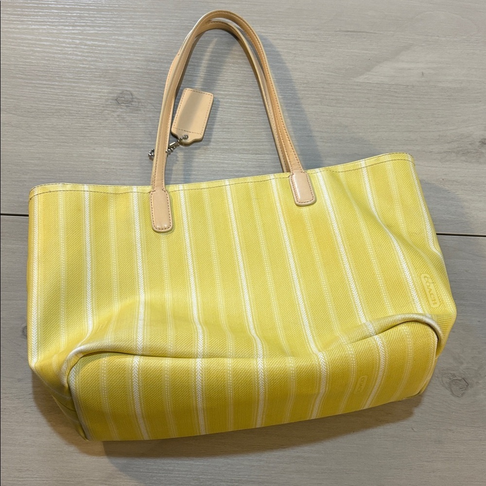 Coach legacy Yellow and Cream Striped Tote - Picture 5 of 13